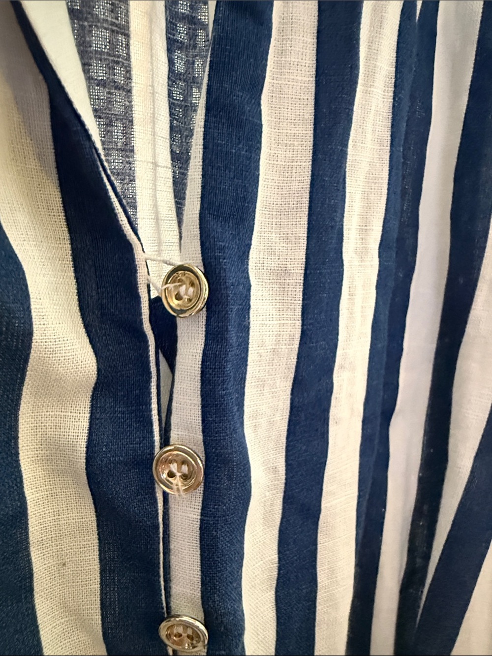 Zara Striped Linen Blend Shirt Dress Blue White Belted Maxi XL 8092/469 - Picture 4 of 8